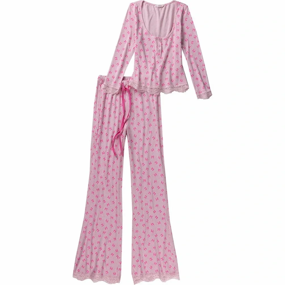 Free People Women's Stolen Dance Classic Fit Pajama Set Candy Lilac Combo Small